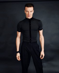 Elevated Style: Stand-Up Collar T-Shirt with Velour Inserts